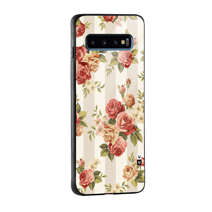 Vintage Color Flowers Glass Back Case for Galaxy S10