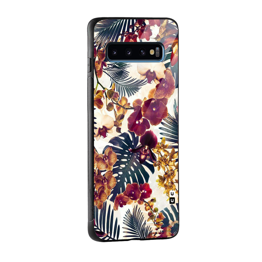 Vintage Rustic Flowers Glass Back Case for Galaxy S10