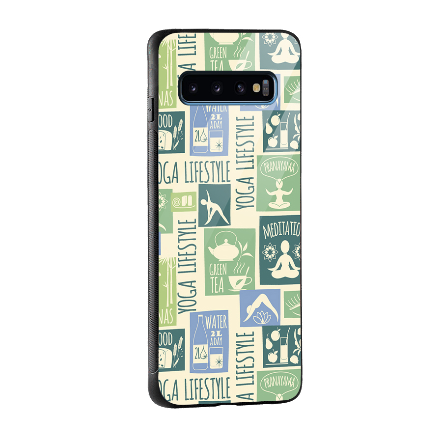 Vintage Yoga Lifestyle Glass Back Case for Galaxy S10