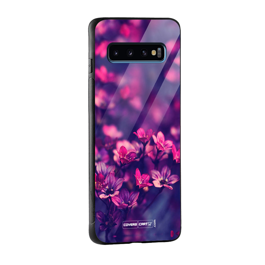 Violet Floral Glass Back Case for Galaxy S10