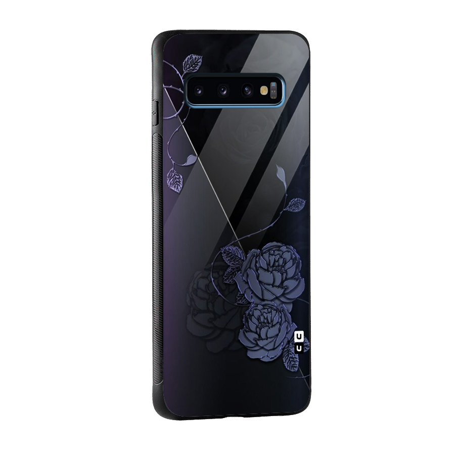 Voilet Floral Design Glass Back Case for Galaxy S10
