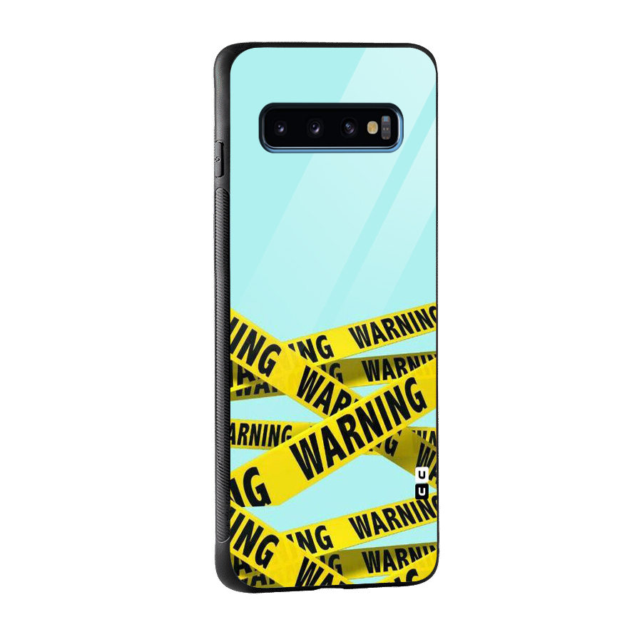 Warning Design Glass Back Case for Galaxy S10