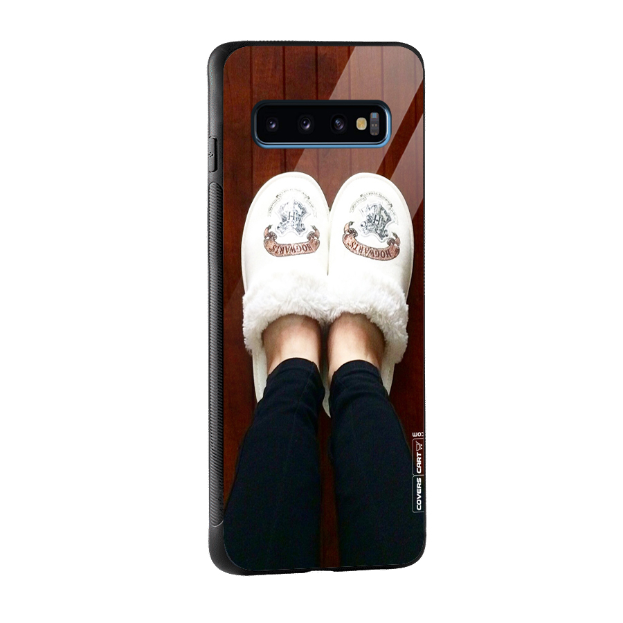 White Feets Glass Back Case for Galaxy S10