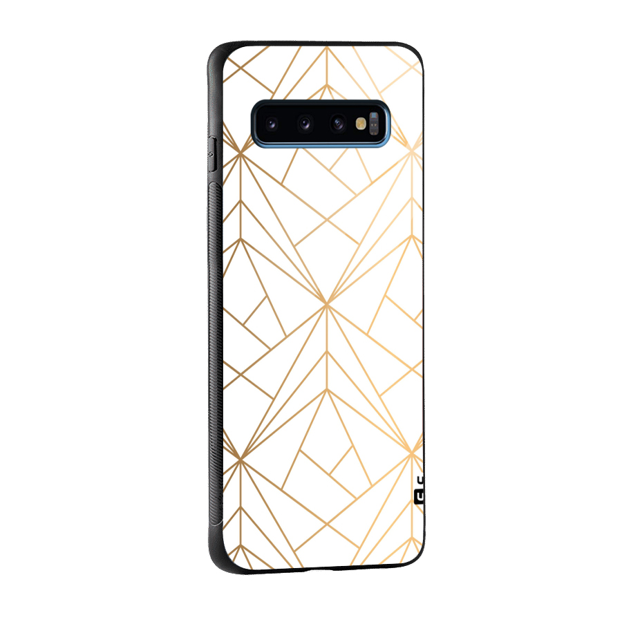 White Golden Zig Zag Glass Back Case for Galaxy S10
