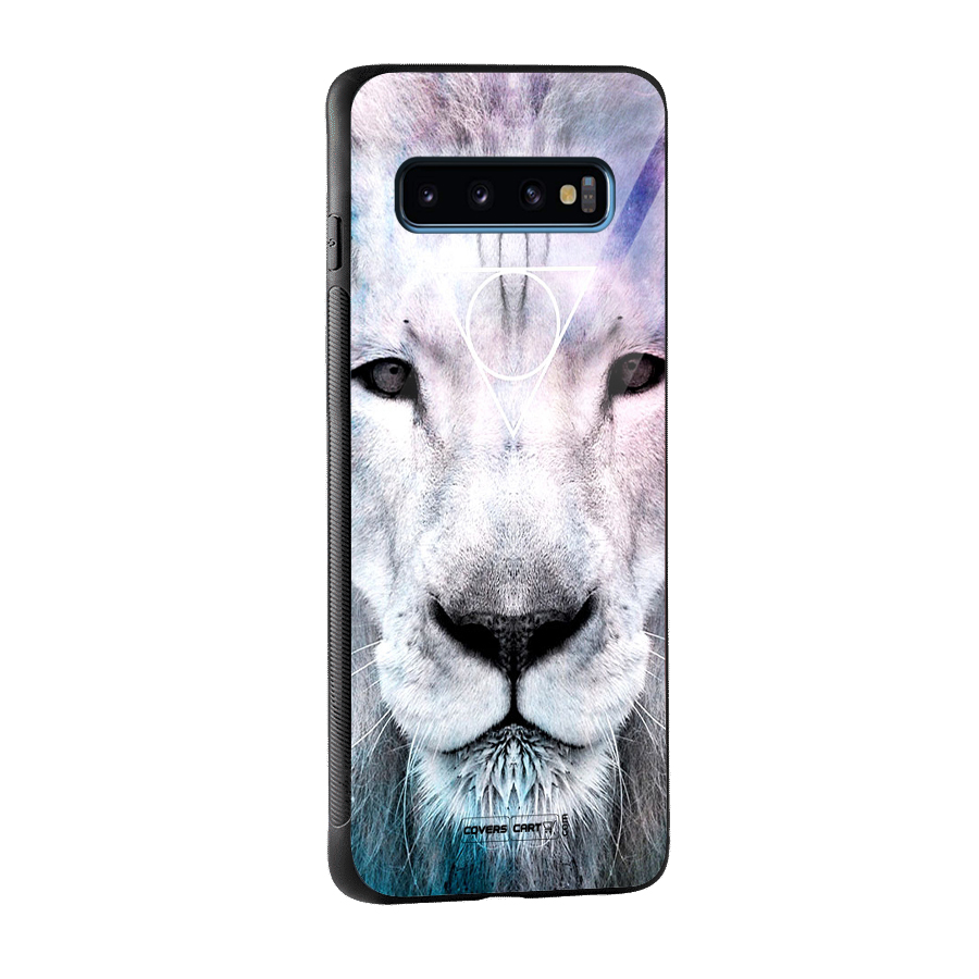 White Lion Glass Back Case for Galaxy S10