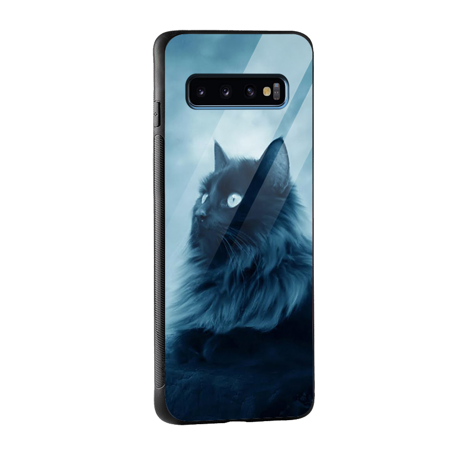 Wild Forest Cat Glass Back Case for Galaxy S10