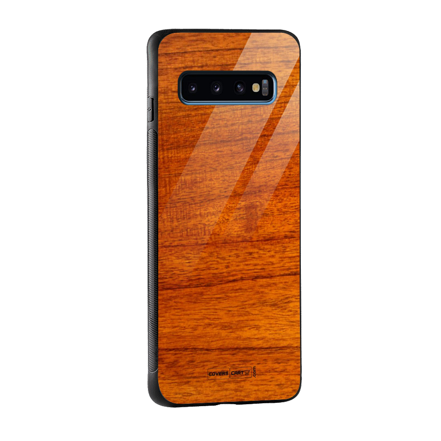 Wood Texture Design Glass Back Case for Galaxy S10