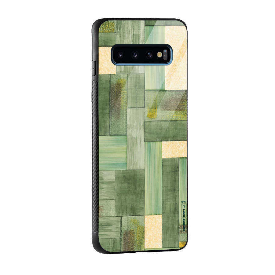 Wooden Green Texture Glass Back Case for Galaxy S10