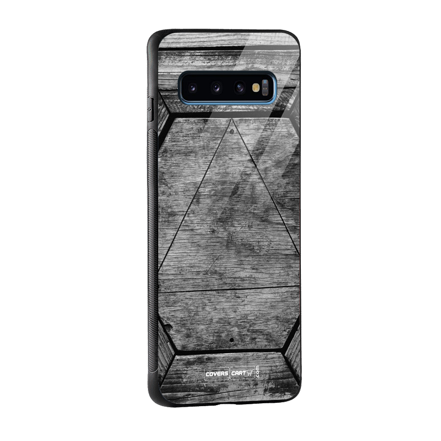 Wooden Hexagon Glass Back Case for Galaxy S10