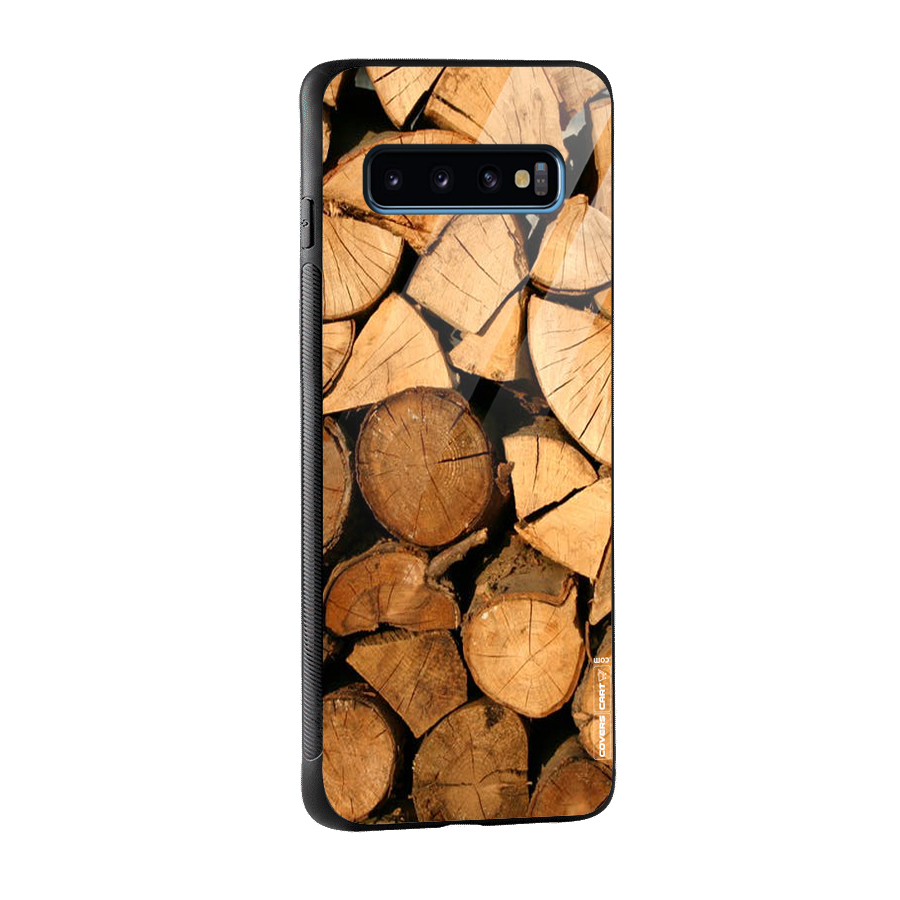 Wooden Logs Glass Back Case for Galaxy S10
