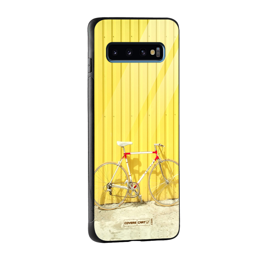 Yellow Cycle Classic Glass Back Case for Galaxy S10