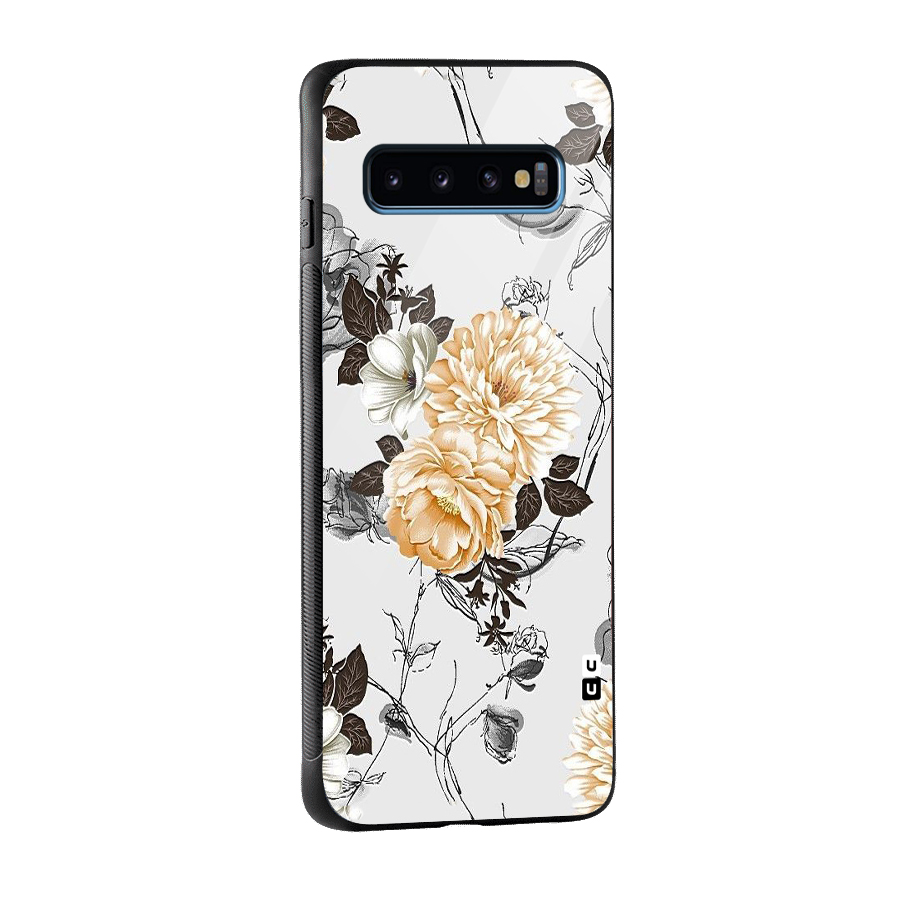Yellow Floral Glass Back Case for Galaxy S10