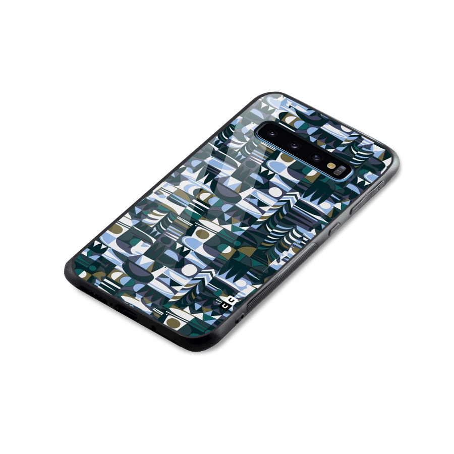 Abstract Blues Glass Back Case for Galaxy S10