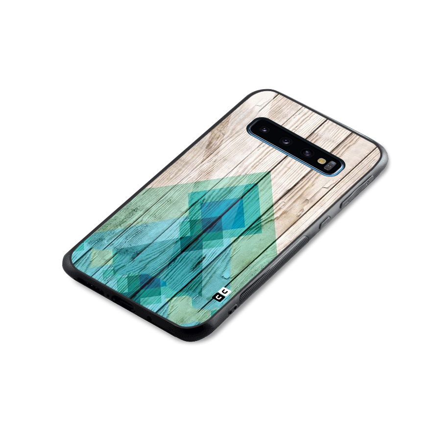 Abstract Green And Wood Glass Back Case for Galaxy S10