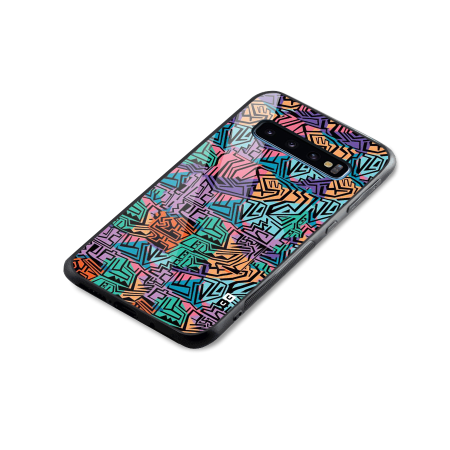 Abstract Lining Colors Glass Back Case for Galaxy S10