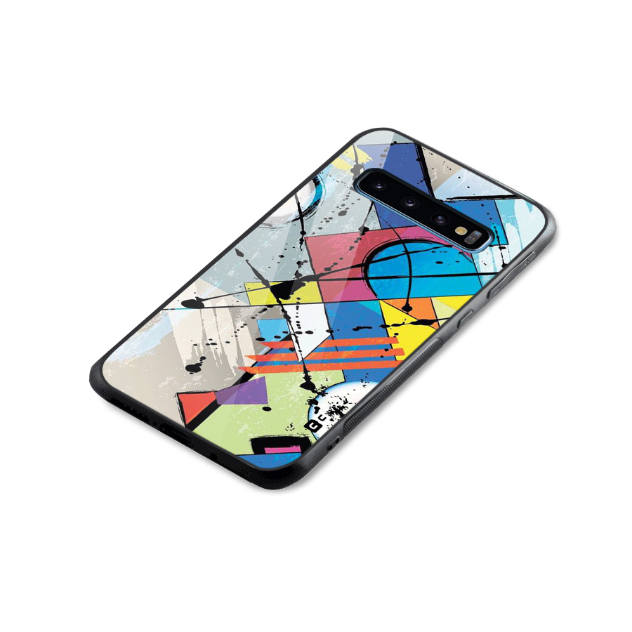 Abstract Paint Shape Glass Back Case for Galaxy S10