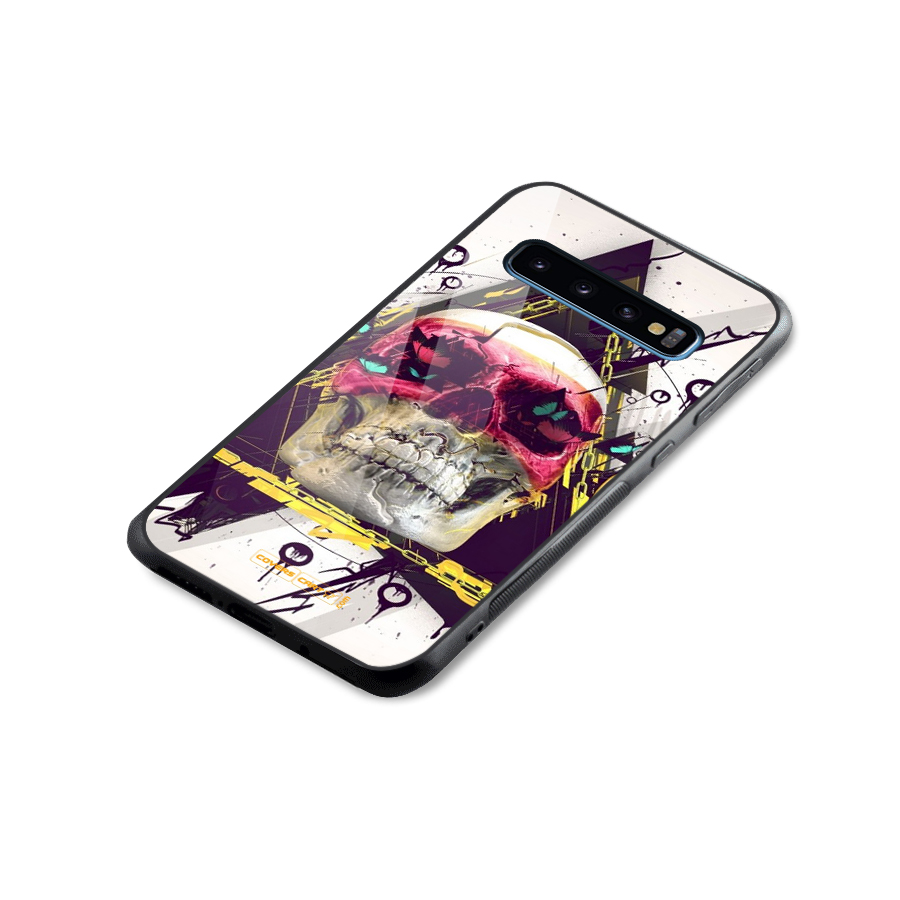 Abstract Skull Glass Back Case for Galaxy S10