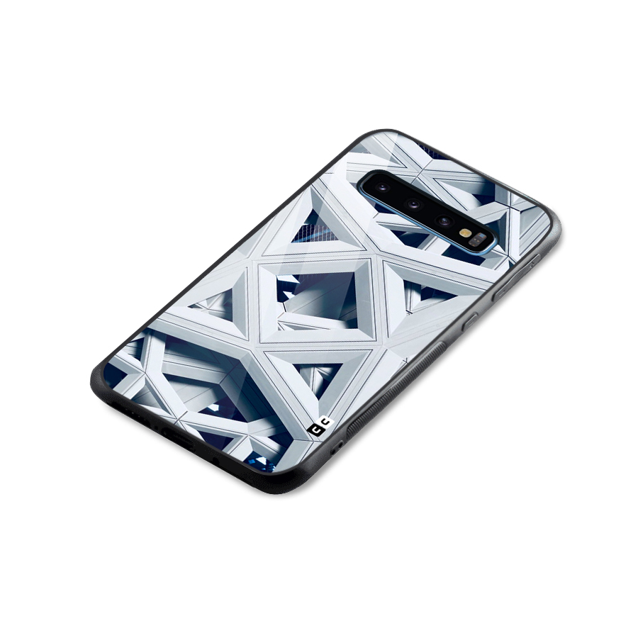 Abstract White Lines Glass Back Case for Galaxy S10