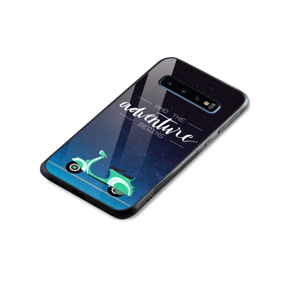 Adventure Scooter Glass Back Case for Galaxy S10