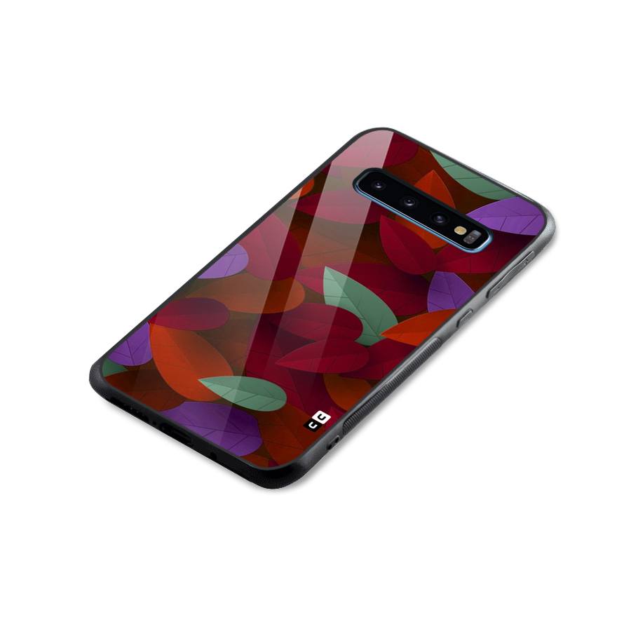 Aesthetic Colorful Leaves Glass Back Case for Galaxy S10