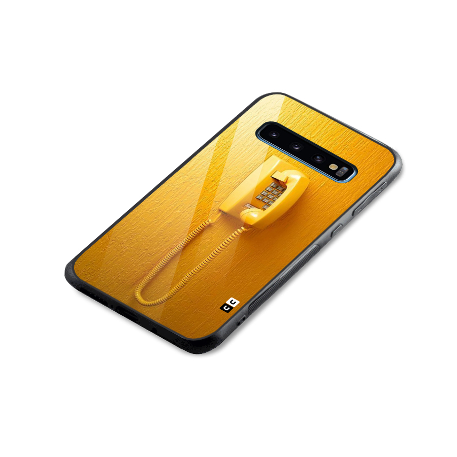 Aesthetic Yellow Telephone Glass Back Case for Galaxy S10