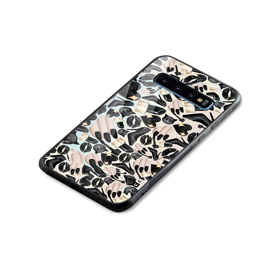 All Black Love Glass Back Case for Galaxy S10