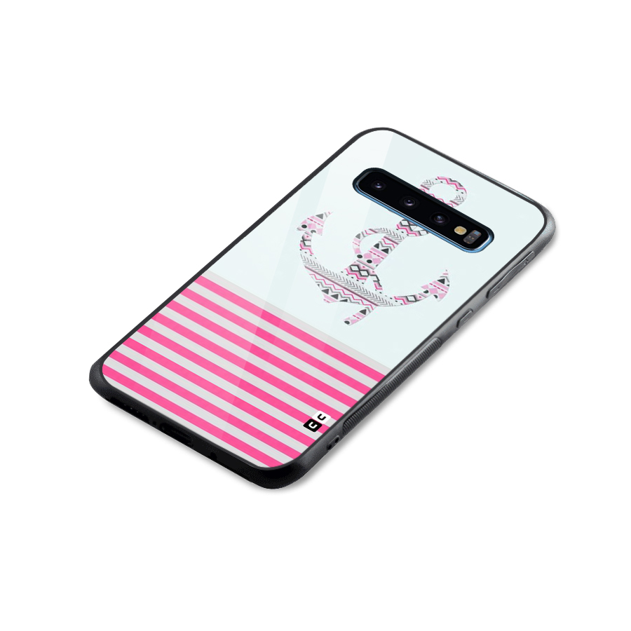 Anchor Design Stripes Glass Back Case for Galaxy S10
