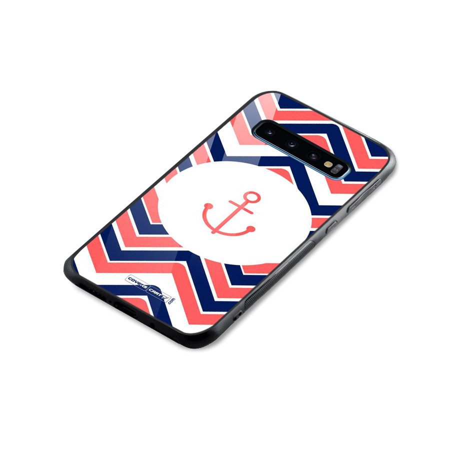 Anchor Zig Zag Glass Back Case for Galaxy S10