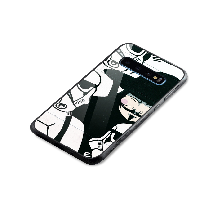 Anonymous Hat Glass Back Case for Galaxy S10