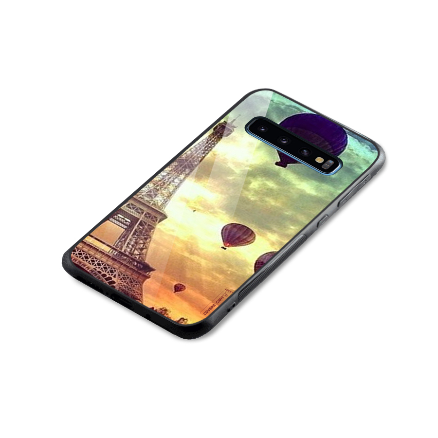 Artsy Hot Balloon And Tower Glass Back Case for Galaxy S10