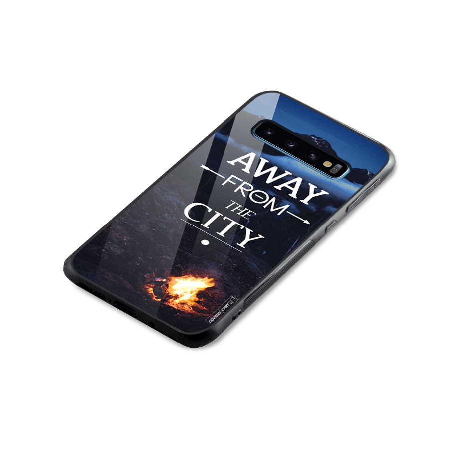 Away From City Glass Back Case for Galaxy S10