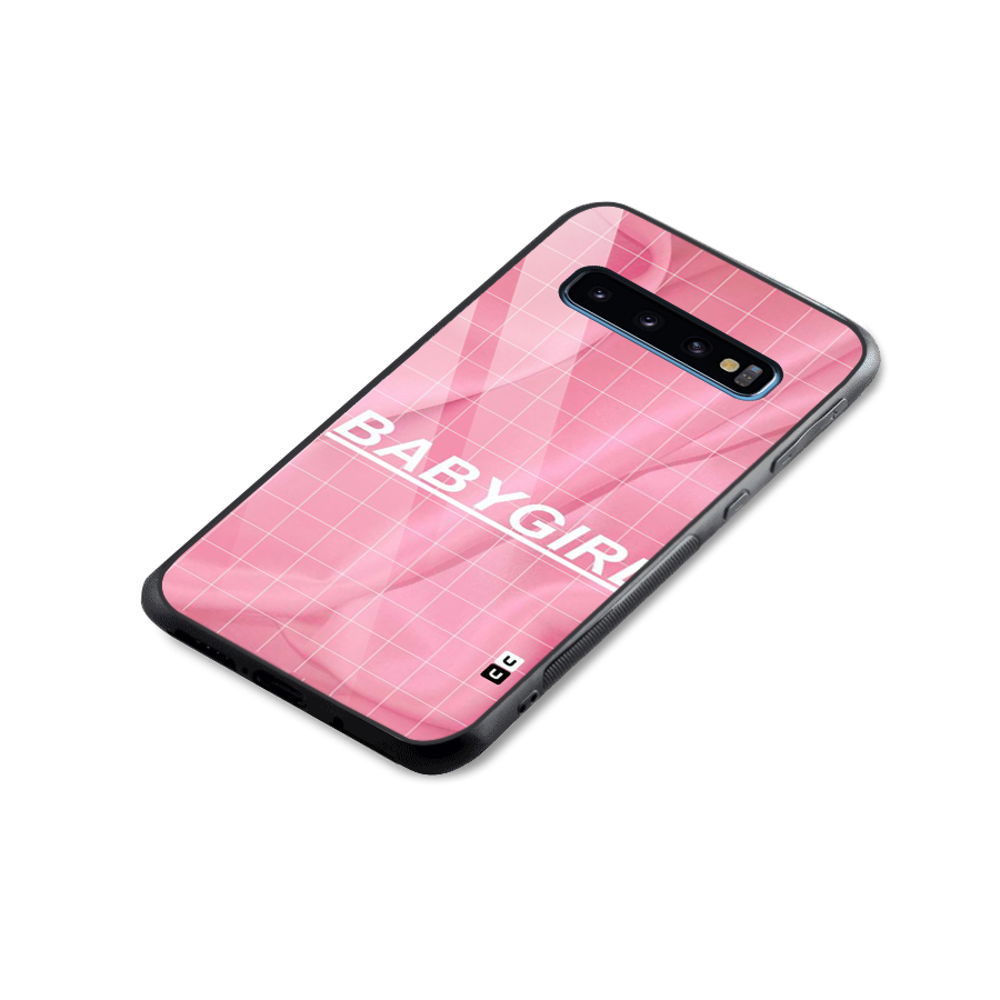 Baby Girl Check Glass Back Case for Galaxy S10