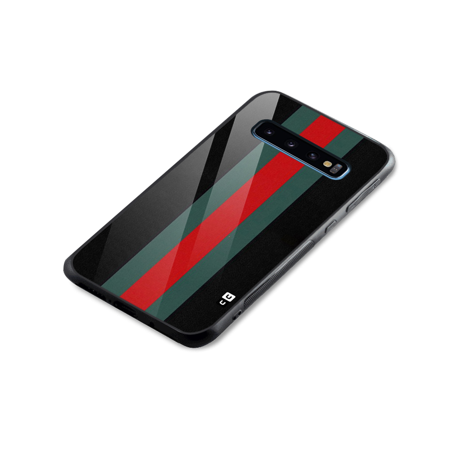 Basic Colored Stripes Glass Back Case for Galaxy S10