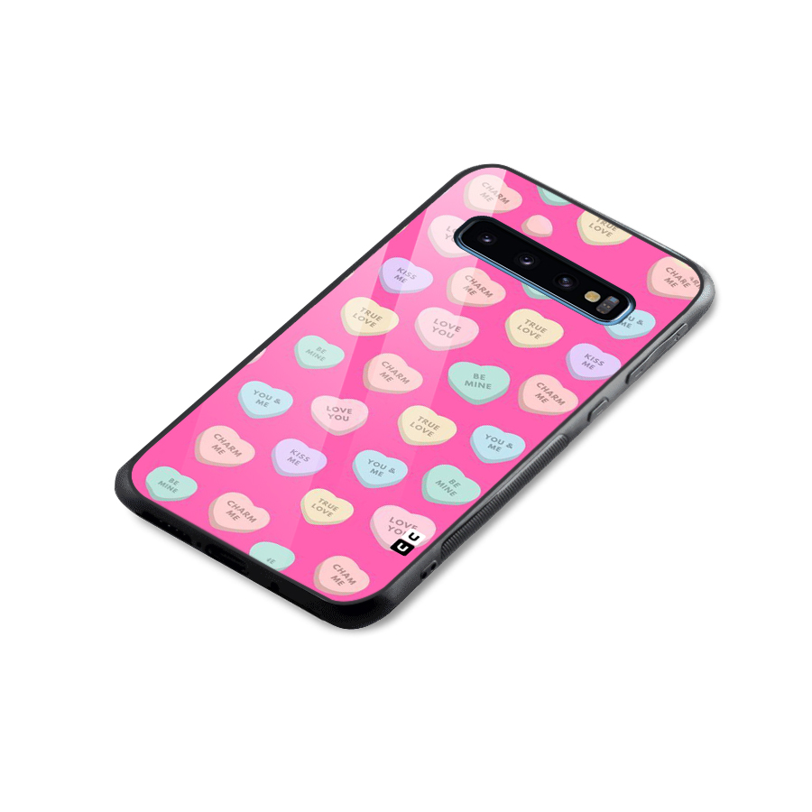 Be Mine Hearts Pattern Glass Back Case for Galaxy S10