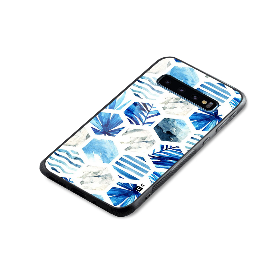 Beach Vibes Pentagon Design Glass Back Case for Galaxy S10