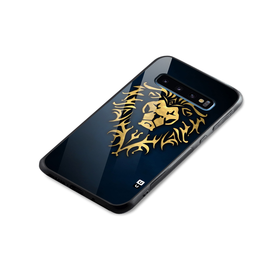 Beautiful Golden Lion Design Glass Back Case for Galaxy S10