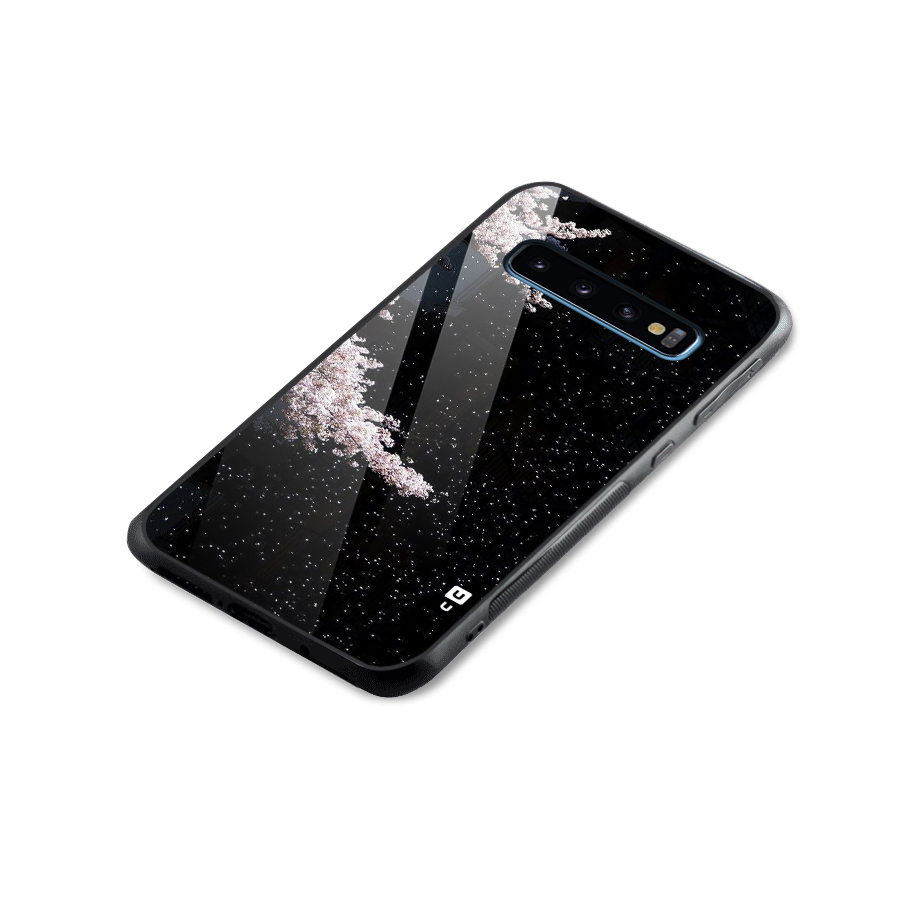 Beautiful Night Sky Flowers Glass Back Case for Galaxy S10