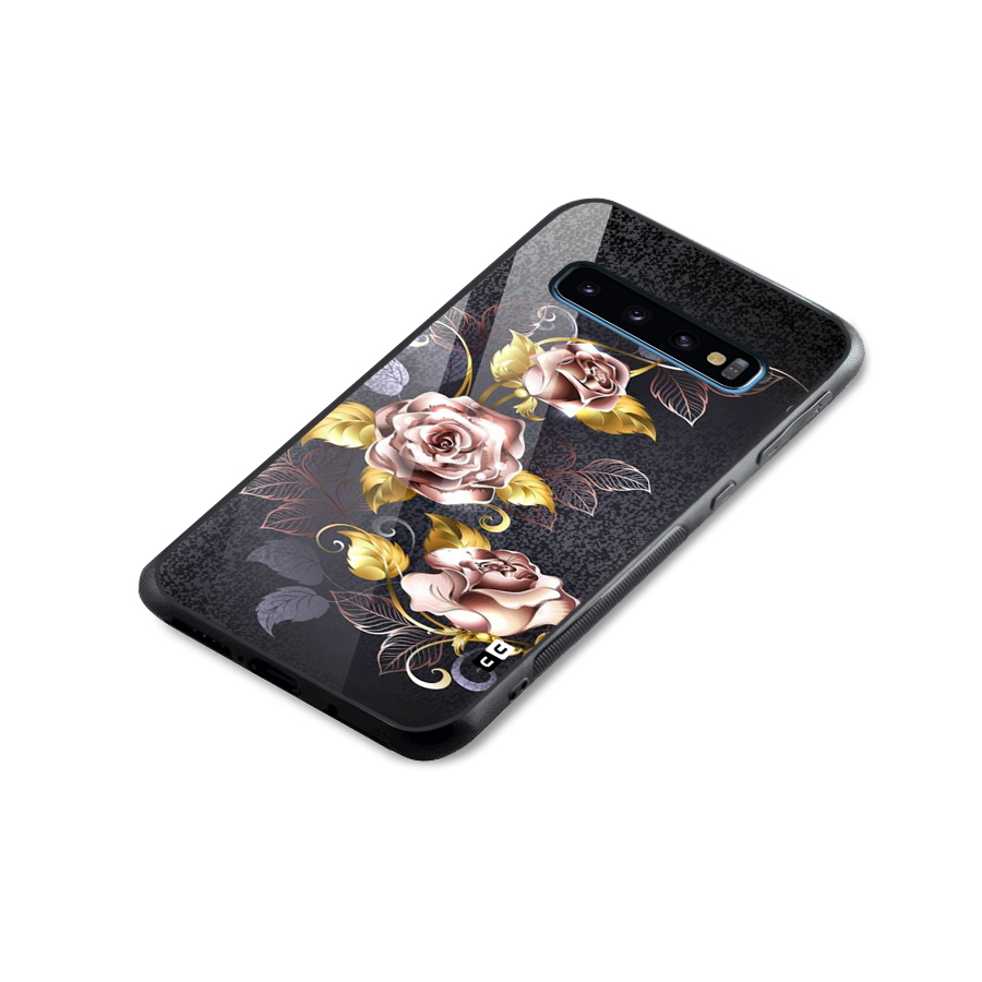 Beautiful Old Floral Design Glass Back Case for Galaxy S10
