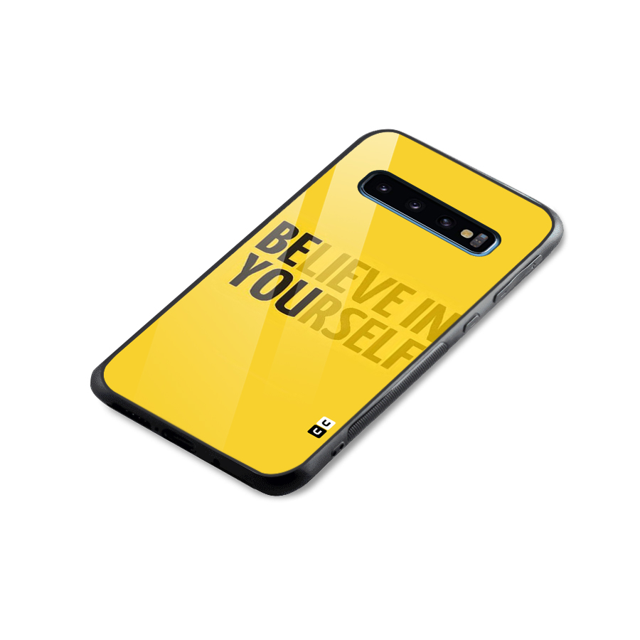 Believe Yourself Yellow Glass Back Case for Galaxy S10
