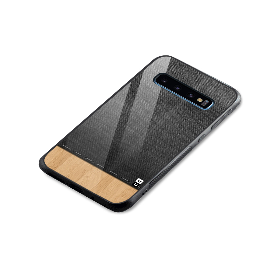 Bicolor Wood Texture Glass Back Case for Galaxy S10