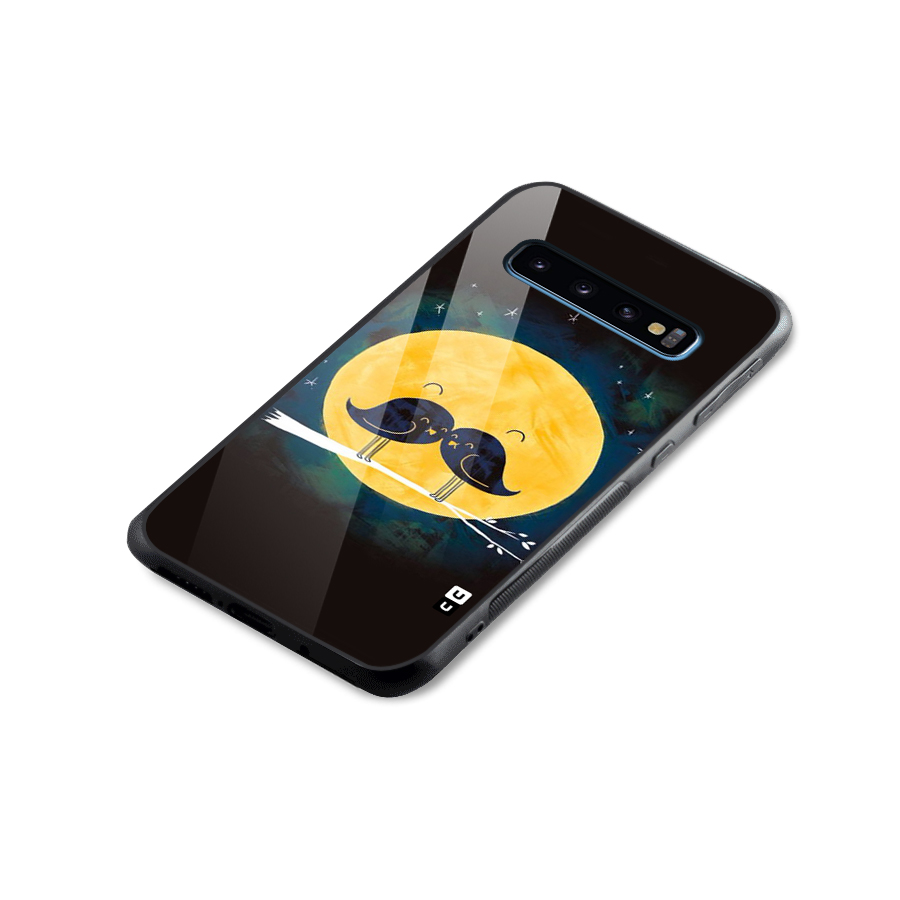 Bird Moustache Glass Back Case for Galaxy S10