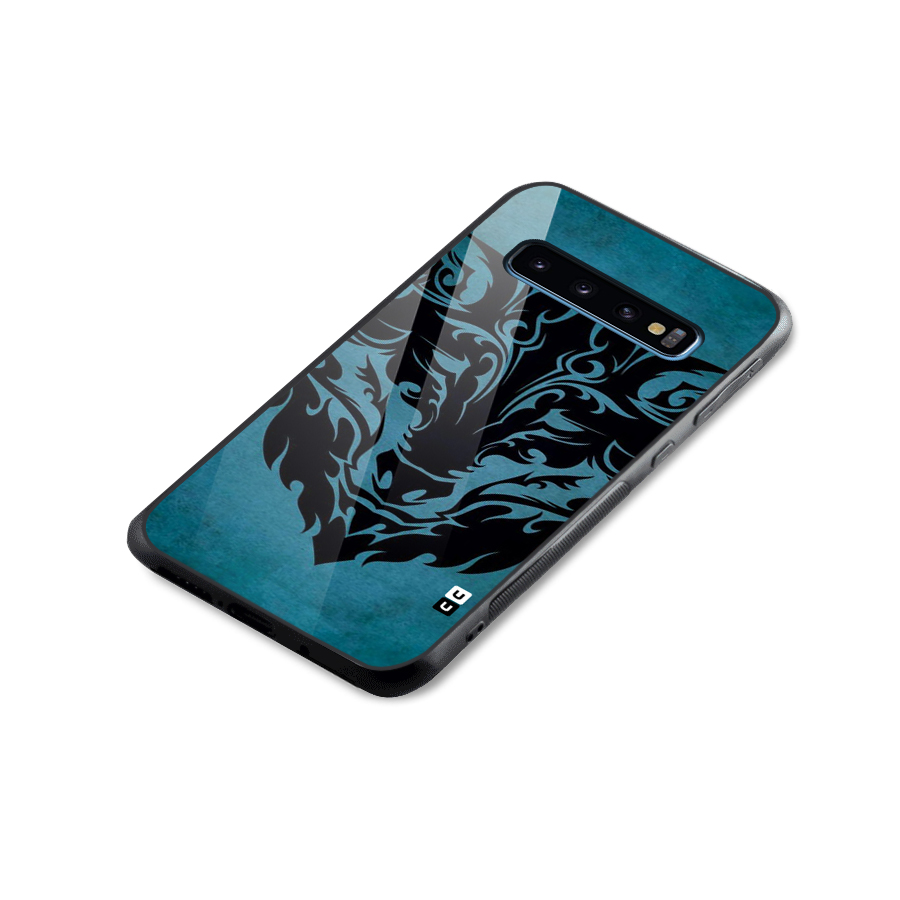 Black Artistic Wolf Glass Back Case for Galaxy S10