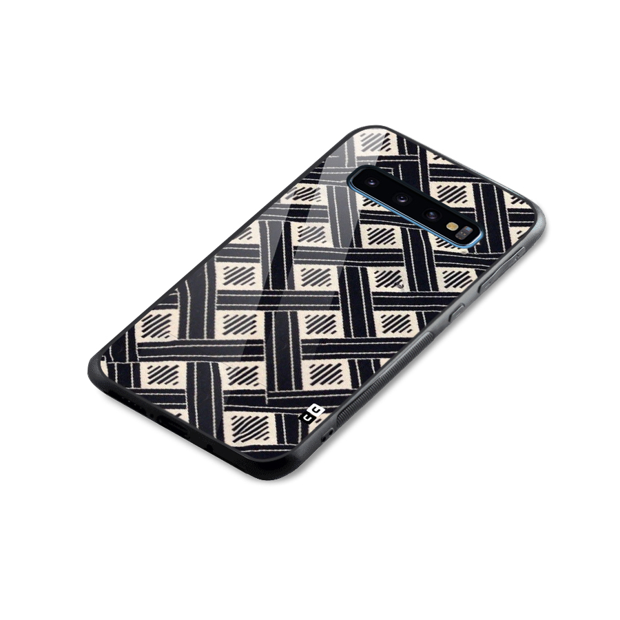 Black Beige Criscros Glass Back Case for Galaxy S10