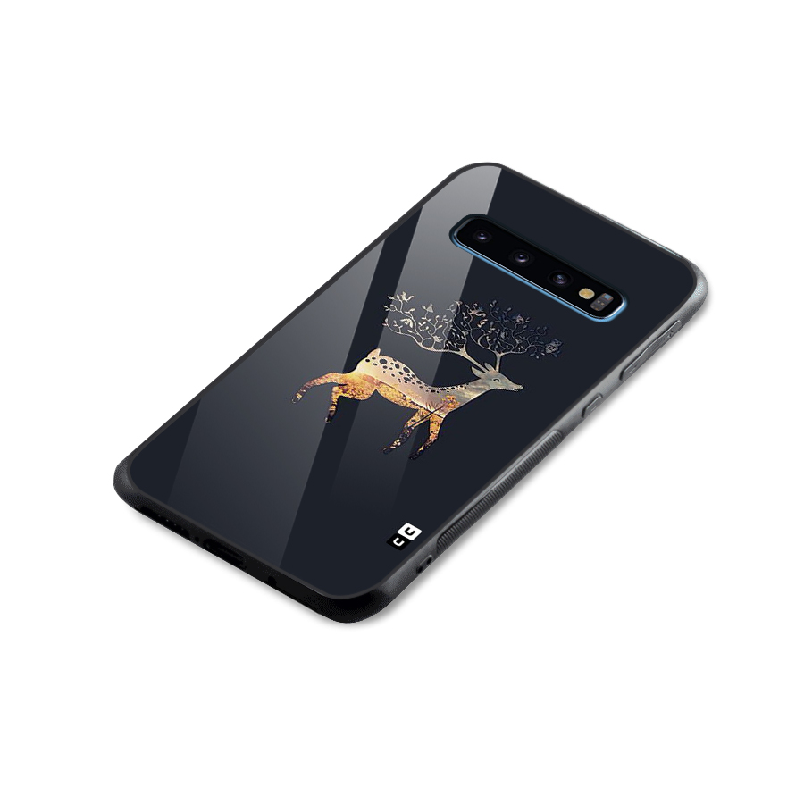Black Deer Glass Back Case for Galaxy S10