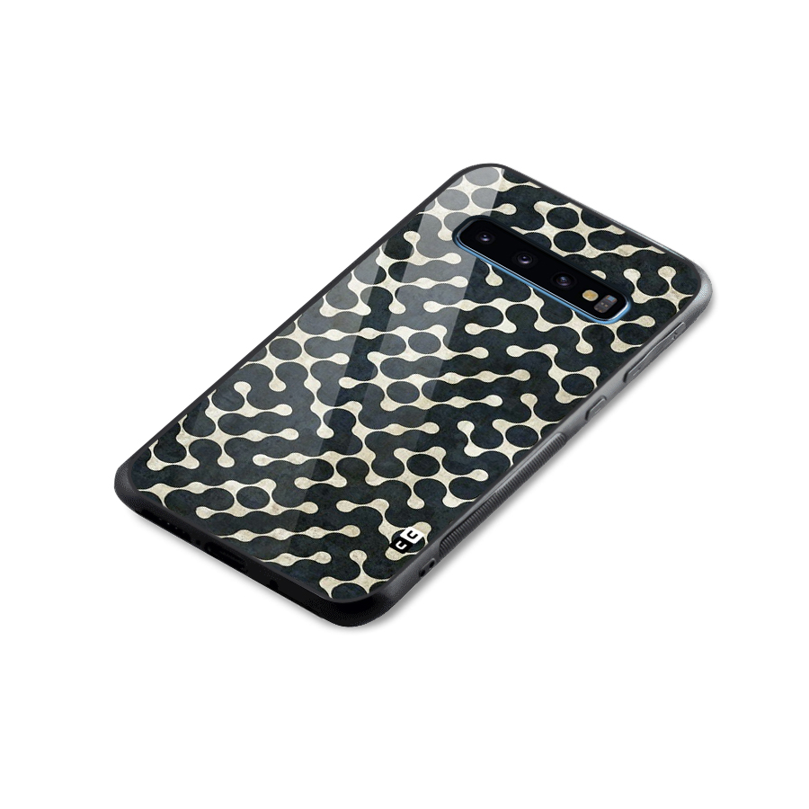Black Maze Design Glass Back Case for Galaxy S10
