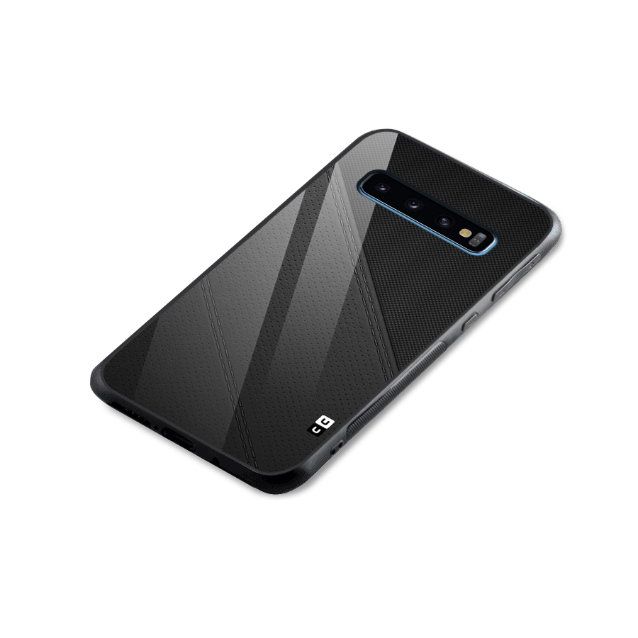Black Polka Stripe Glass Back Case for Galaxy S10