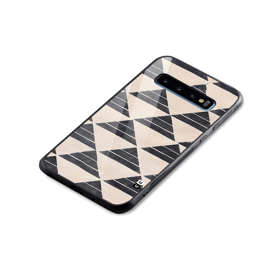 Black Slant Triangles Glass Back Case for Galaxy S10