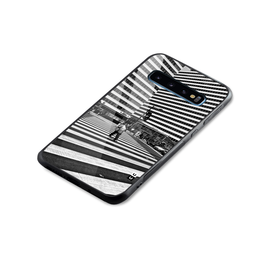 Black White Perspective Glass Back Case for Galaxy S10