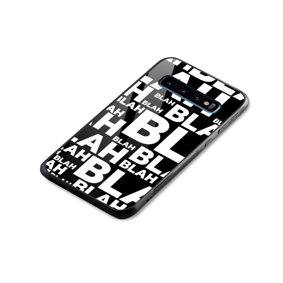 Blah Blah Pattern Glass Back Case for Galaxy S10