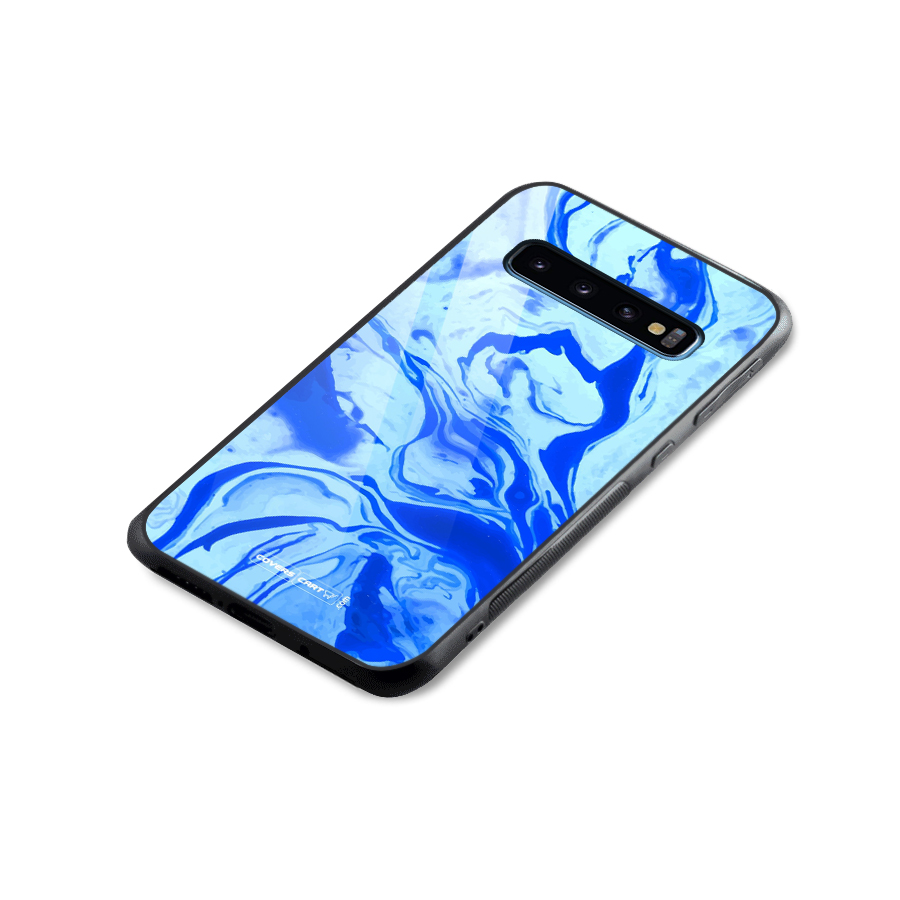 Blaze Blue Marble Texture Glass Back Case for Galaxy S10